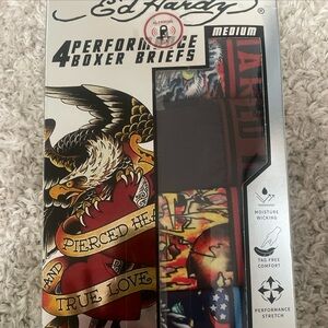 Ed Hardy Performance Boxer Briefs pierced heart and true love design